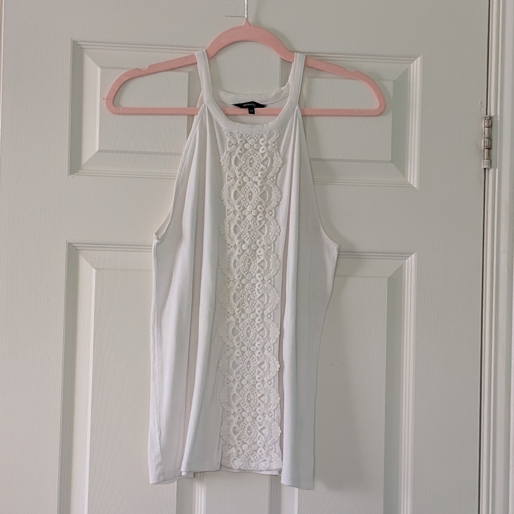 RW&CO. White Lace Front Tank Top